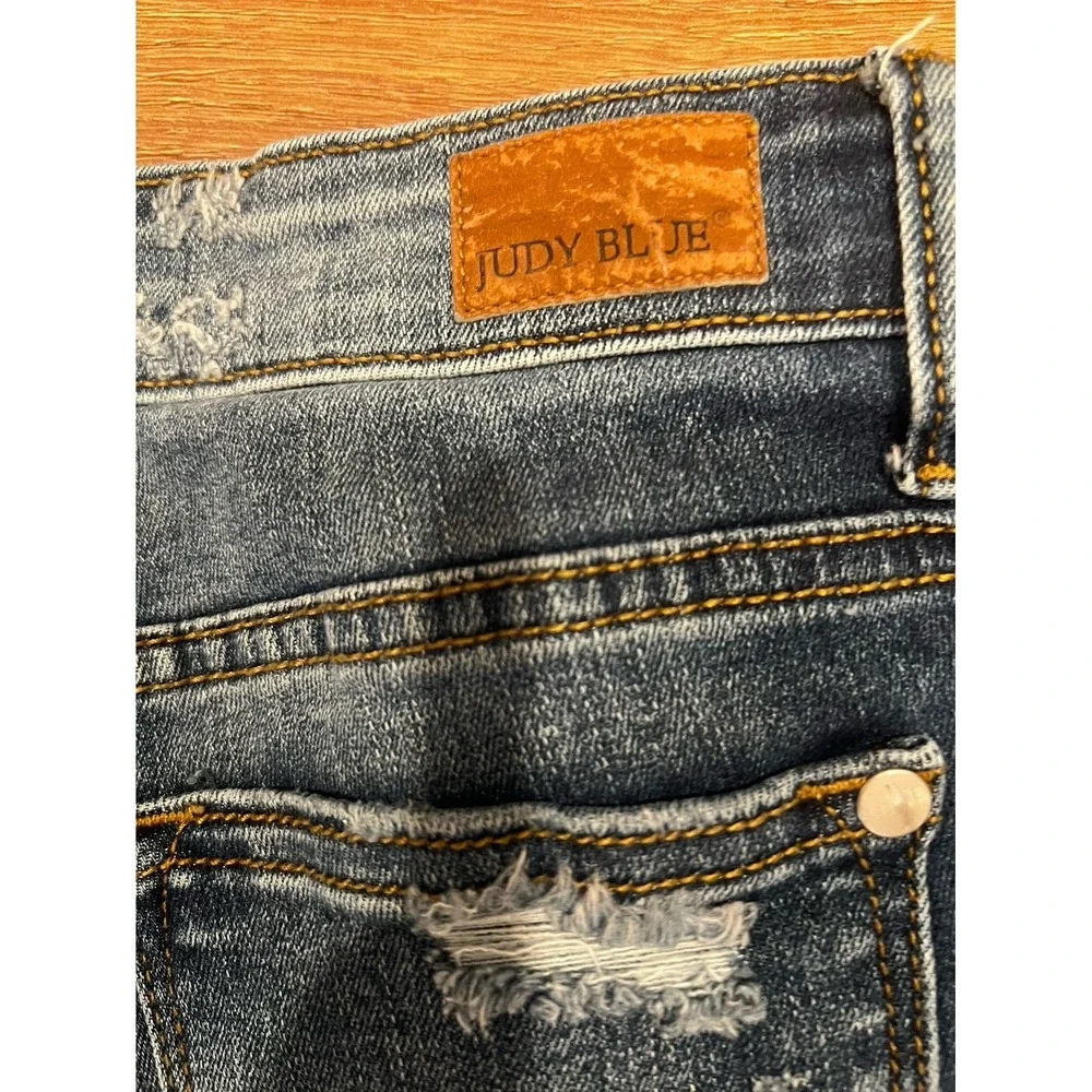 Judy Blue Leopard Print Patch Skinny Jeans size 9/29 - Picture 6 of 7